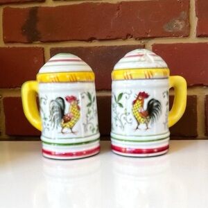 Vintage Salt and Pepper Shakers. “Rooster and Roses”
